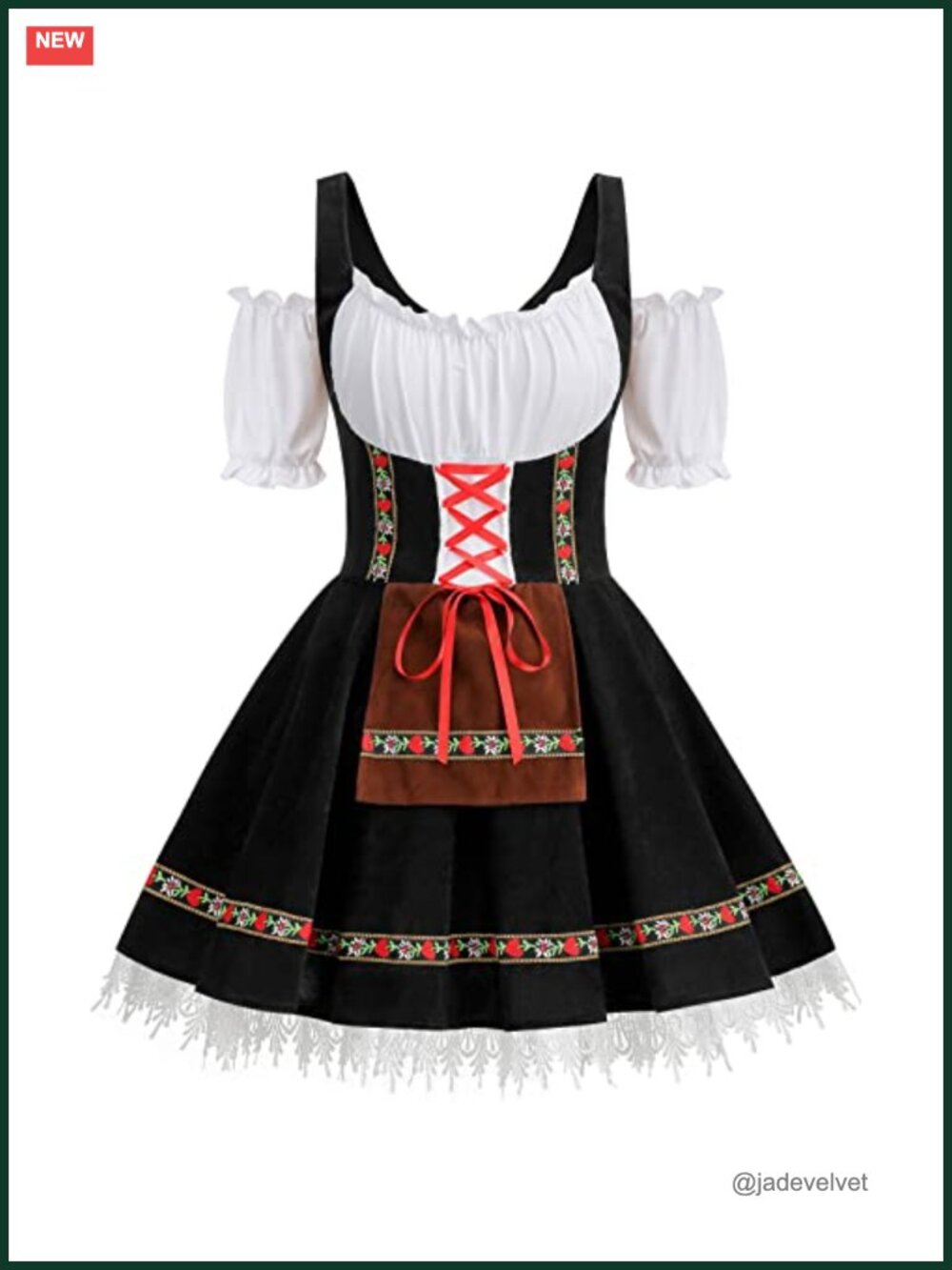 Women's Oktoberfest Dirndl Dress Halloween Costume with Ribbon